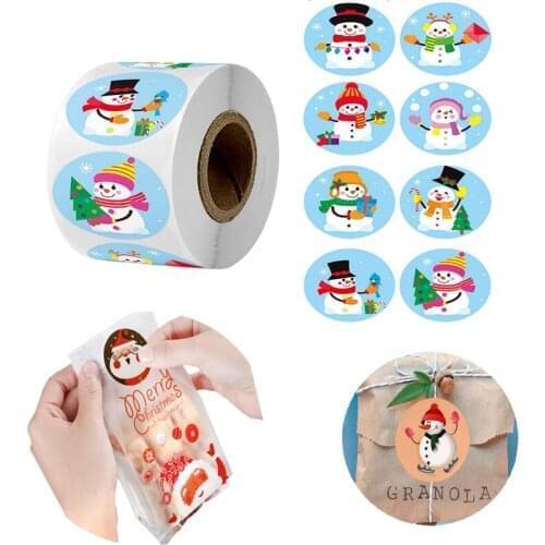1inch/500pcs Merry Christmas Stickers Christmas Tree Elk Sealing Label Sticker DIY Gift Box Labels Decoration New Year Decor