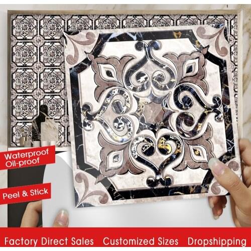 10pcs/set Retro Pattern Tiles Wall Sticker Transfers Cover For Kitchen Bathroom Waistline Waterproof Peel & Stick Art Wallpaper