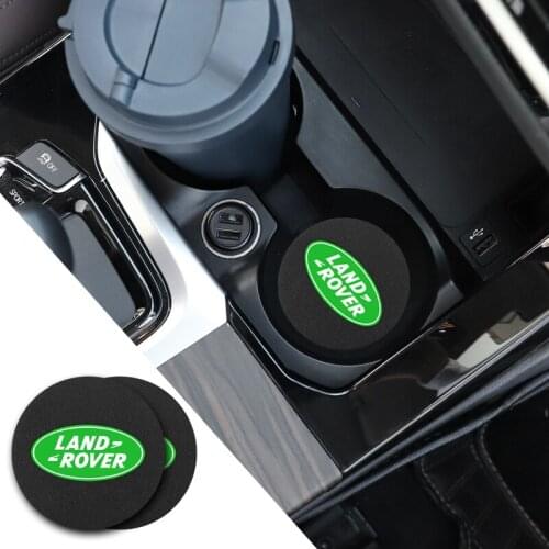 2Pcs Car Cup Mat PU Leather Auto Cup Slot Non-Slip Coaster For Land Rover Range Rover Freelander Evoque Defender SV SVR Velar