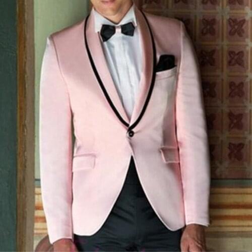 2020 Costume Homme Pink Men Coat Slim fit Prom Men Suits for Boyfriend Wedding Tuxedos Man Suit Set Jacket Only Without Pants