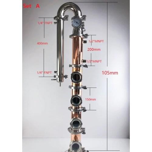 3" 76mmOD91 Mix Copper---Stainless Steel 304 Type Distiller Column,Reflux Tower Combination,Copper Bubble Plate Sets*4
