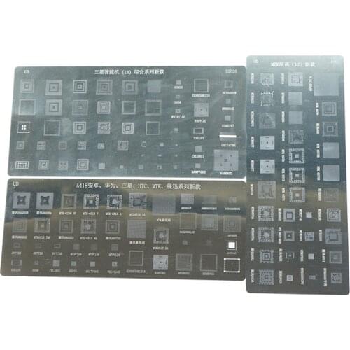 3pcs Universal BGA Stencils for Samsung HTC Huawei Android MTK Directly Heated BGA Reballing Stencils Kit
