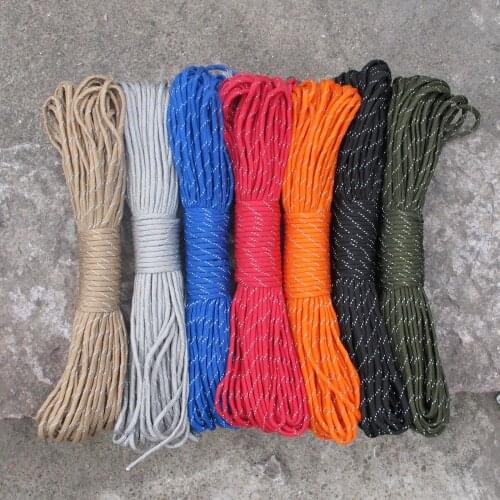 550 Reflective Paracord Parachute Cord Lanyard Tent Rope 9 Strand Paracord For Hiking Camping Survival Parachute Cord