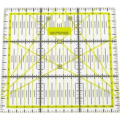 Acrylic Quilting Ruler Sewing Ruler with Patented Double Colored Grid Lines for Easy Precision Cutting 15cm*15cm Long