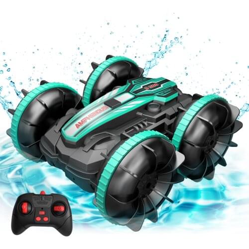 2in1 Remote Control Car 1200mAh 4wd Water & Land 2.4G Double Side Flip Amphibious RC Drift Car Toys for Kid Gift