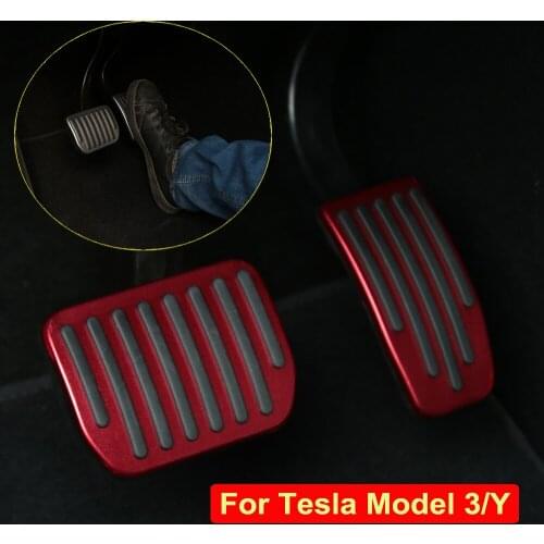Aluminium Alloy Car Foot Pedals for Tesla Model 3 Y 2017-2021 Accelerator Gas Fuel Brake Pedal Pads Mats Cover Styling Non-Slip