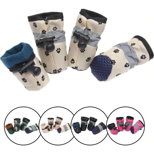 Pet Dog Shoes For Small Dogs Waterproof Anti-slip Pet Booties Chihuahua Puppy Boots Adjustable Reflective Dog Shoes Pet Products