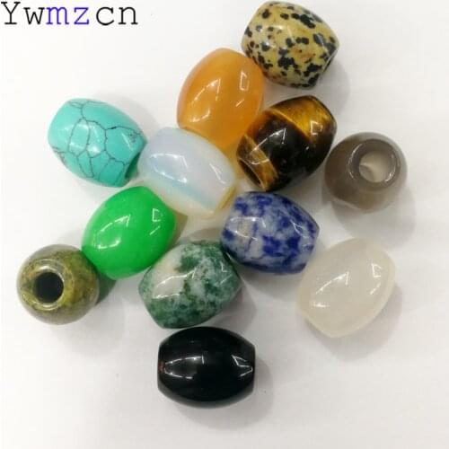 Fashion mixed natural stone big hole beads for Jewelry making 16x18MM 12pc charm DIY bracelet necklace accessories Free shipping