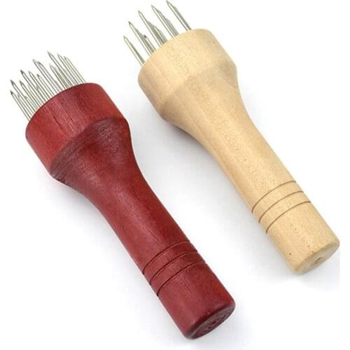 Household Stainless Steel Meat Needles with Wooden Handle Kitchen Cooking Tools For Beef Tender Steak Meat Tenderizers