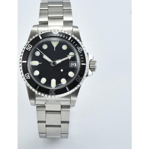 Watch Stainless Steel Case Mens 40mm Japanese Movement NH35 Green Luminous Hand Automatic Vintage Acrylic 06