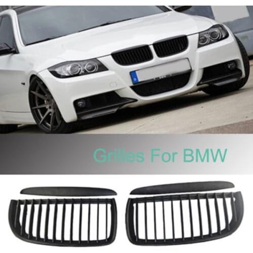 Black Front Kidney Grill Grilles For Bmw 05-08 Sedan Wagon E90 E91 320I-335I 4Dr