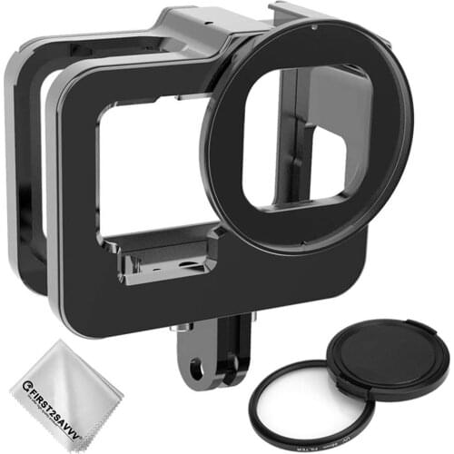 CNC Aluminum Alloy Housing Shell Case Protective Cage with 52mm UV Lens Compaitble With GoPro HERO 9 Black