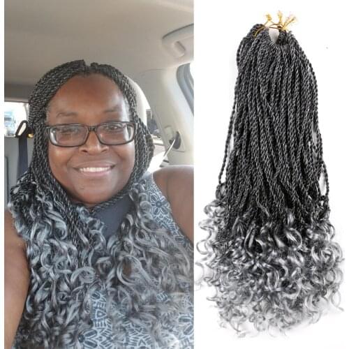 DAIRESS 18" Senegalese Twist Hair Crochet Braids Curly Ends Crochet Twist Hair 30Stands Synthetic Twist Braiding Hair
