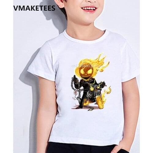 Kids Summer Short Sleeve Girls&Boys T shirts Movie Ghost Rider Cartoon Print Childrens T-shirt Cool Funny Baby Clothes,HKP5197