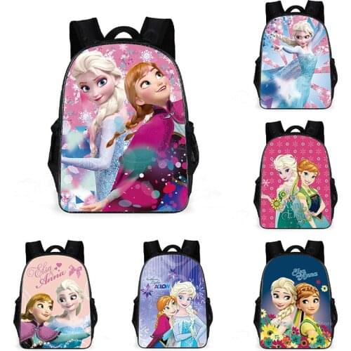 Disney Kids Backpacks Girls Anime Frozen Elsa Anna Olaf Disney Princess Cartoon Children School Bag Cute Zipper Bag Toys Gift