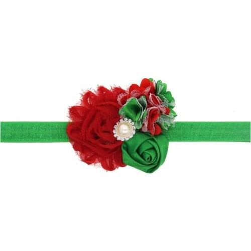6PCS Top Quality Children Girls Chiffon Flower Hairbands Infant Baby Pearl Elastic Headbands Hair Band Christmas Day Accessories
