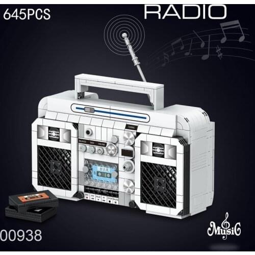 Classic create Retro radio Cassette tape recorder mini block model building bricks educational toys collection for kids gifts