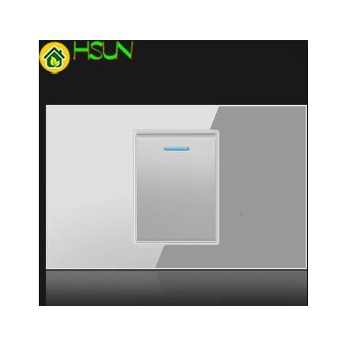 US Tempered Glass Gray 118 Type Switch Socket 1/2/3/4/5/6/7/8 Gang 2 Way Switch Real Glass LED Guide Light Mounting Boxes