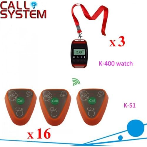 KOQI Wireless Restaurant Buzzer System 3 Neck Watch and 16 Bells for Guest Calling