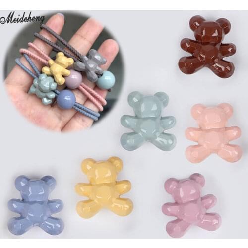 Korean Fashion Jewelry Cream Bear Beads DIY Accessory Homemade Hair Ornament New Delicate Beads Kids Girl Head Rope Hair Beads