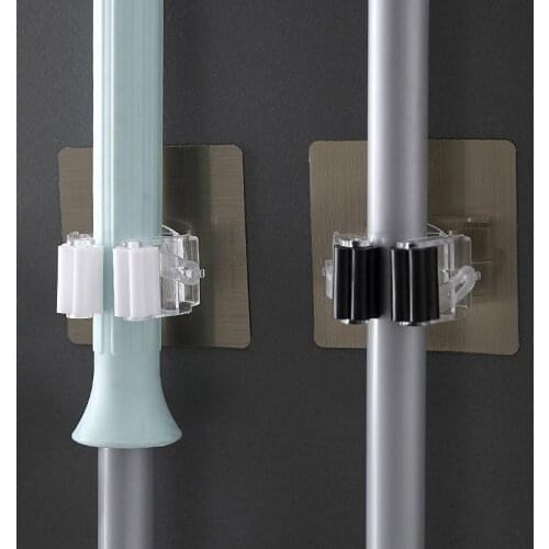 Adhesive Multi-Purpose Hooks Wall Mounted Mop Organizer Holder RackBrush Broom Hanger Hook For Kitchen Bathroom Strong Hooks