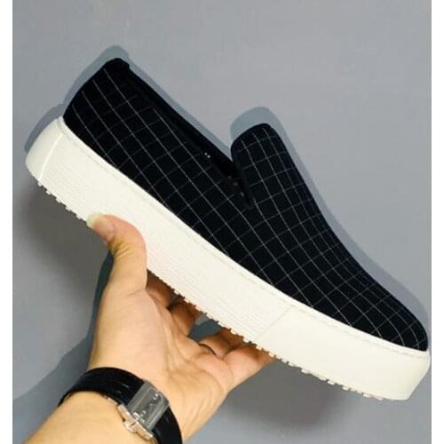 New casual shoes for men fashion slip on men shoes Plaids canvas comfortable loafers