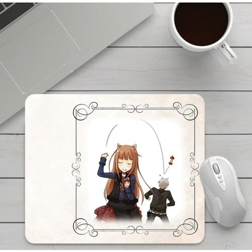 Small Mousepad Cute Cartoon Pattern of Spice and Wolf Anime Mouse Pad Kawaii Accessories Setup Gamer Accessories Rubber Mat