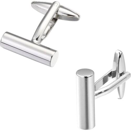 Mens shirts Cufflinks high-quality copper material Silvery cylinder Cufflinks 5 pairs of packaging for sale