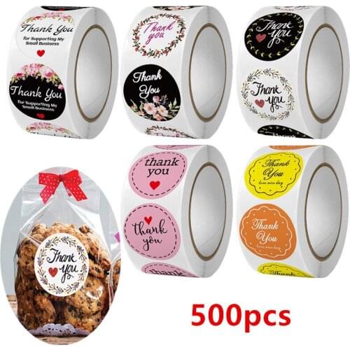500Pcs/Roll Love Heart Thank You Sealing Tag Labels Scrapbooking for Gift Packaging Stationery Birthday Party Sticke