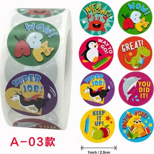 500pcs Teacher Reward Stickers for Kids Children Kindergarten School Encouragement Students Toy Animals Stationery Labels