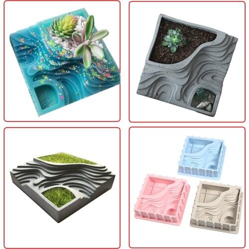 New Silicone Mold Terrace Shape Concrete Fleshy Flower Pot Candlestick Mold Ceramic Clay Handmade 3D DIY Crafts Ceramic Mold