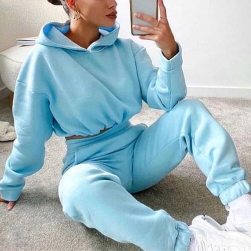 Autumn Tracksuit Women‘s Hooded Sweatshirt Soild Casual Sport Trouser Suit With Long Sleeves Loose Trousers Sweatpants свитшот