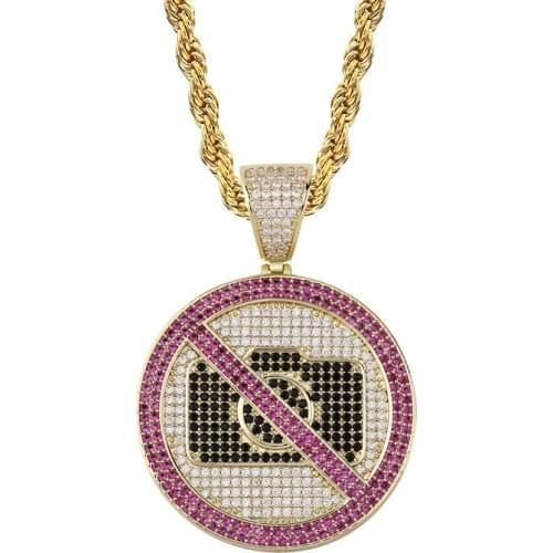 OMYFUN Factory Price NO PHOTOS Pendant Necklace Colored CZ Iced Paved Hiphop Bling Jewelry for Men Rappers Bijoux Dropshipping