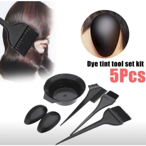 Portable 1Set 5Pcs New Hairdressing Salon Hair Color Brushes Bowl Combo Dye Tint Tool Kitgift Hair Care Styling Accessories