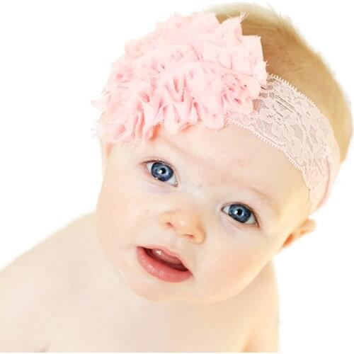 1 PCS Lovely Handmade Chiffon Flower Infant Elastic Hairband Solid Color Lace Headband Kids Hair Accessories Clothing Ornaments