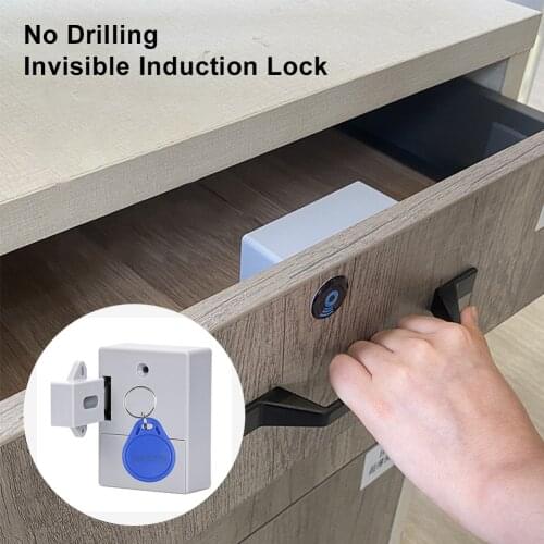 RFID Non-porous Drawer Induction Lock for Cabinets Hidden DIY Lock Electronic Cabinet Lock Smart Electronic Lock with IC Card