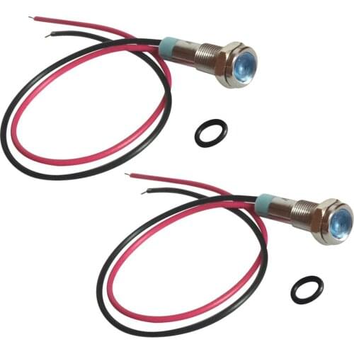 DC 6V 6mm LED Indicator Light Metal Waterproof Blue Color 2 Pcs