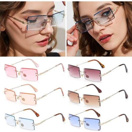 1PC Ultralight Metal Rimless Rectangle Sunglasses Frame Vintage Frameless Sunglasses Women Men Fashion Square UV400 Eyewear