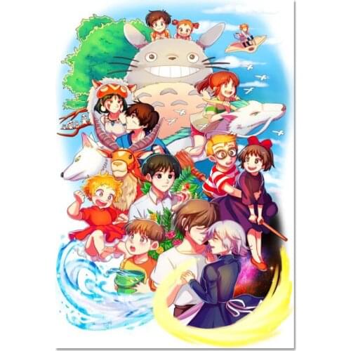 Studio Ghibli Poster Custom Canvas Poster Art Home Decoration Cloth Fabric Wall Poster Print Silk Fabric 30X45cm40X60cm