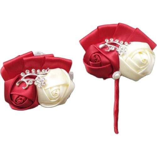 Wedding Prom Ceremony Flower Brooch Groom Boutonnieres And Silk Artificial Flowers Wrist Bridesmaid Wedding Accessories 1317-T