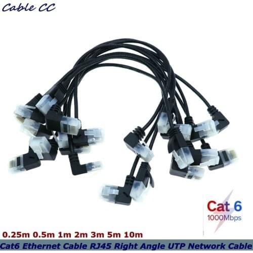 Ultra Slim Cat6 Ethernet Cable RJ45 Right Angle UTP Network Cable Patch Cord 90 Degree 1000Mbps Cables for Laptop Router TV BOX