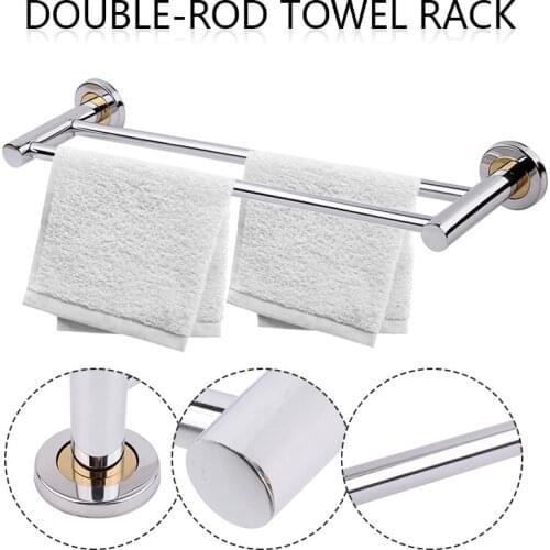 High Quality 50x14cm Stainless Steel Towel Bar Towel Holder Wall-Mounted 2 Layer Towel Shelf Bathroom Accessories