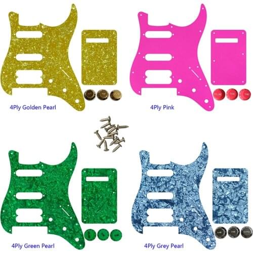 Guitar Pickguard -For US 11 Screw Holes SSH Strat With Tremolo Bridge Player Humbucker Scratch Plate & Back Plate & Control Knob
