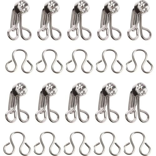 Pack Of 10 Sets Rhinestone Collar Hook Fastener Sewing On Dress Bra Clothes