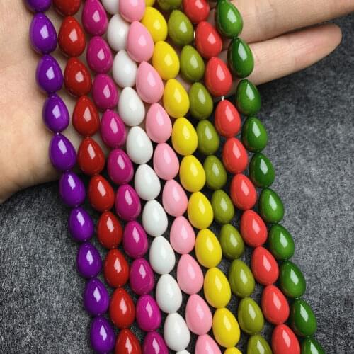 Factory Outlet 15"/Strand Hole Glass Loose Beads for DIY Bracelet Necklace Jewelry Making Multicolor Waterdrop Accessories B169