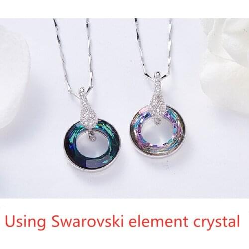 2021 New S925 Silver Inlaid Natural Crystal AAA Zircon Necklace Lady Lucky Wheel Pendant Crystal Clavicle Chain Jewelry
