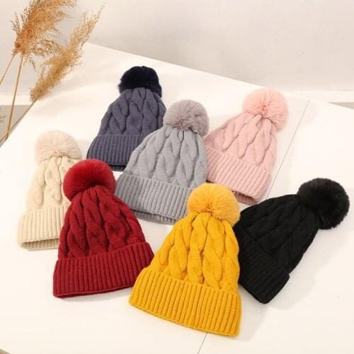 Winter Hats For Women New Design Pompon Bonnet Femme Cap Warm Hat Detachable Female Cap Thick Knitted Beanie Hat шапка женская