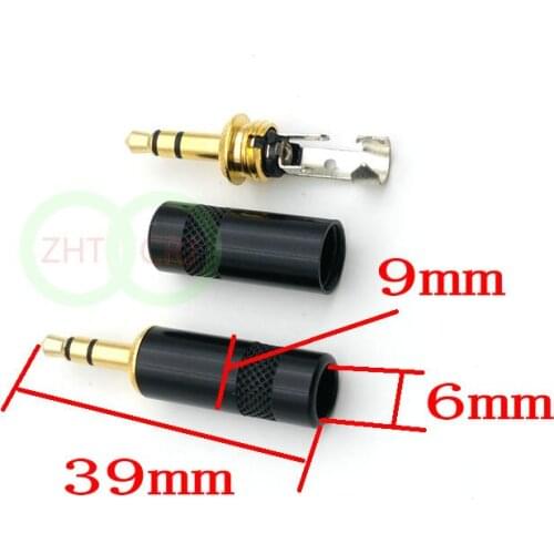 2pcs copper Gold plated Stereo 3.5mm 3 Pole Repair Headphone Jack Plug Cable Audio