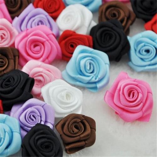 Free Shipping 20pcs/lot Fashion Mini Satin Ribbon Flower Fabric Flower Boutique Hair flower For Baby Girls Hair Accessories A084