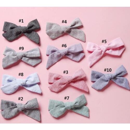 New Coming Cotton Striped Knot Bow hair clips or nylon headband, Handtied Bow Hair Clips Or Nylon Headband For Hall Winter